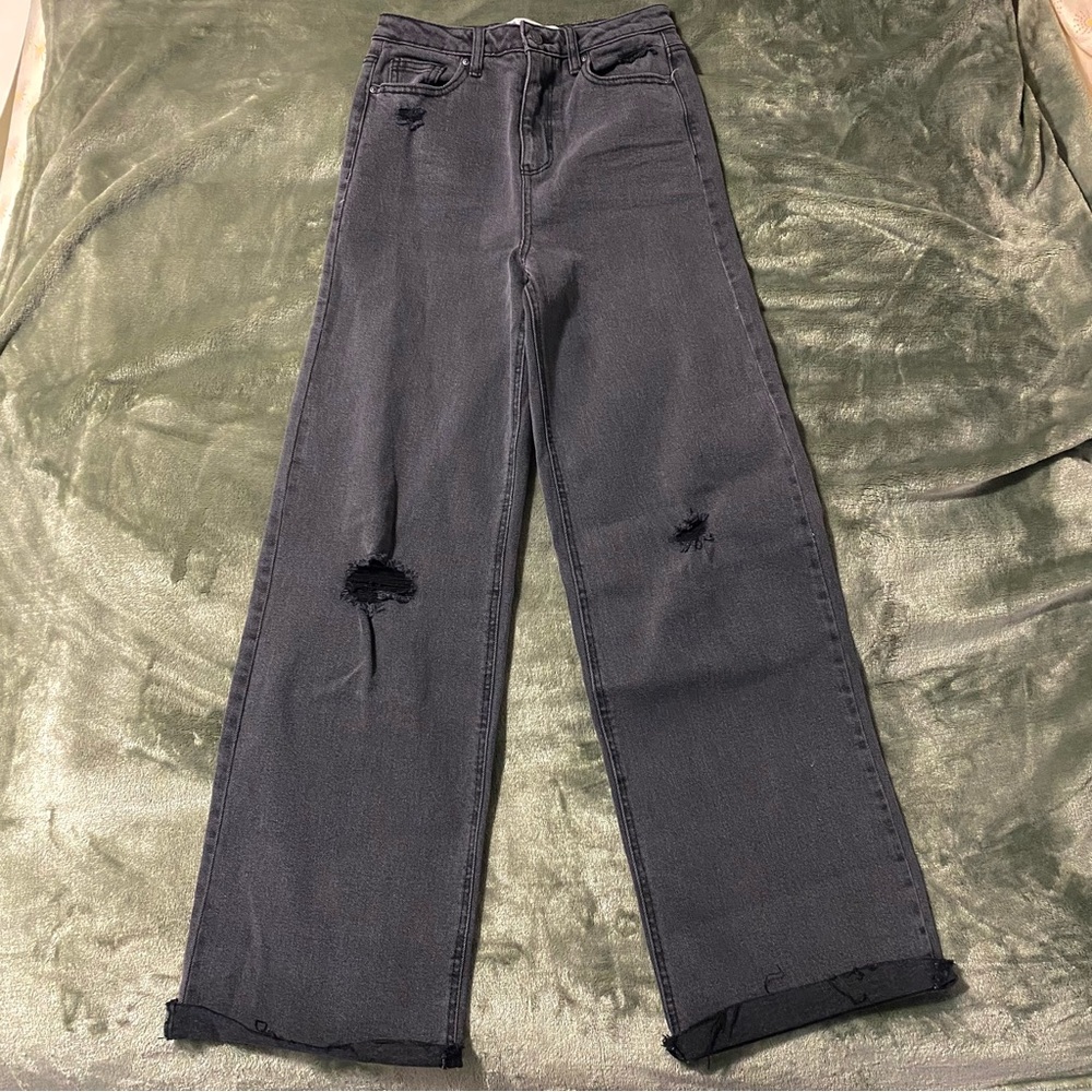 RSQ Dark Grey HighRise Wide Leg Jean, Size 25